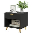 thumbnail image 1 of HOMCOM Nightstand with Drawer and Open Compartment for Bedroom, Black, 1 of 10