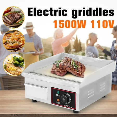 1500W Electric Countertop Griddle Flat Top Commercial Restaurant Grill BBQ Outdoor Party 14'' x 16''x 8''