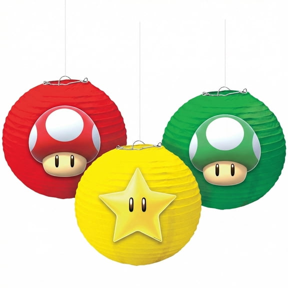 Amscan Nintendo Super Mario Bros Paper Lantern Decorations, 9.5-Inch, 6-Pack