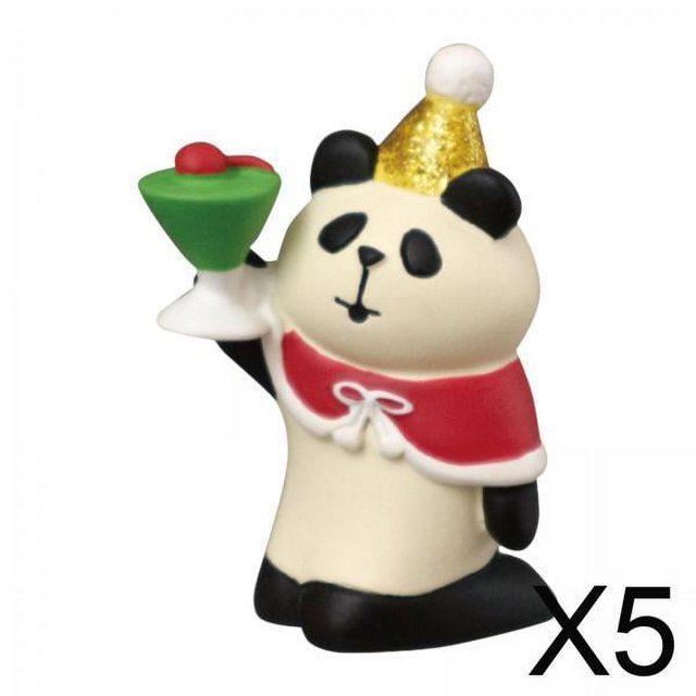 5xMini Estatua De Animal Figura En Miniatura De Navidad Para Sala De Estar Escritorio Dormitorio Panda