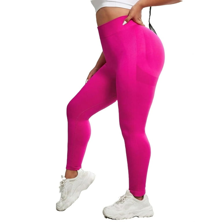 Hot Pink Solid Regular Women's Sports Leggings