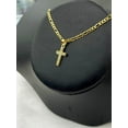 thumbnail image 3 of Small Cross Necklace Pendant CZ 14K Gold Filled Womens Kids Crucifix Figaro Chain 17x10, 3 of 10