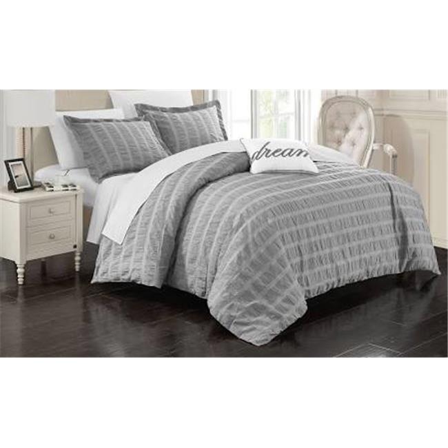 Chic Home Stripes Cotton Duvet Sets, King, 4Pieces