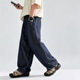 thumbnail image 3 of UACY Boys Baggy Jeans Teen Y2K Casual Straight Wide Leg Denim Pants Vintage Preppy Loose Elastic Waist Fit (Dark Blue, 9-10 Years), 3 of 7