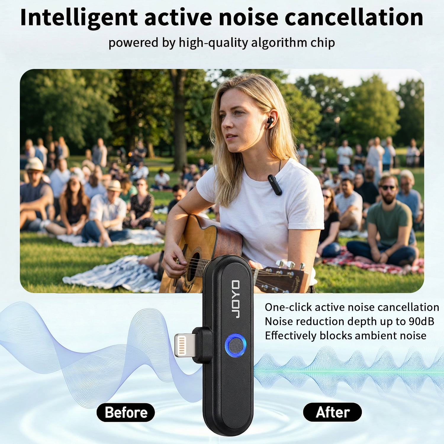 JOYO 2 Lavalier Wireless Microphone Video Recording Mini Mic For Android/iPhone Professional Noise Reduction
