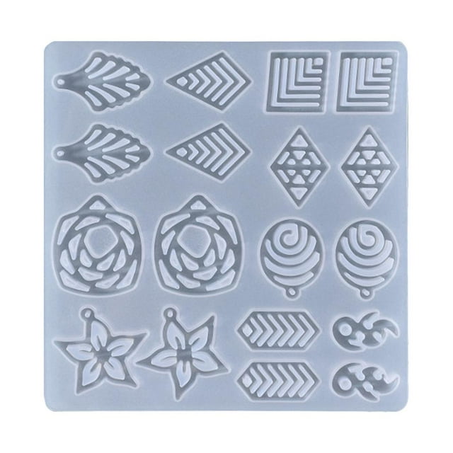 Molde de resina de silicona, molde de resina epoxi, kit para hacer aretes, manualidades para hacer colgantes 23