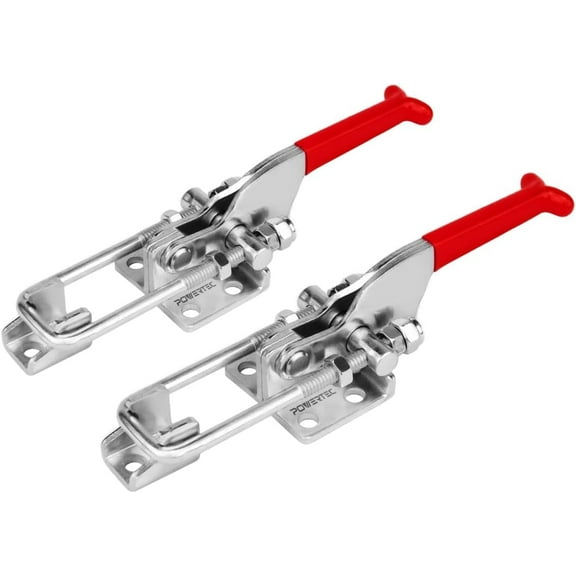 POWERTEC 2PK Toggle Clamp, 700lbs Holding Capacity, 431 Adjustable U Bolt Latch w/Antislip Hand Grip for Woodworking Jigs & Fixtures, Smoker, Tire Carrier, Tool Box, Cabinet, Truck (20307-P2)