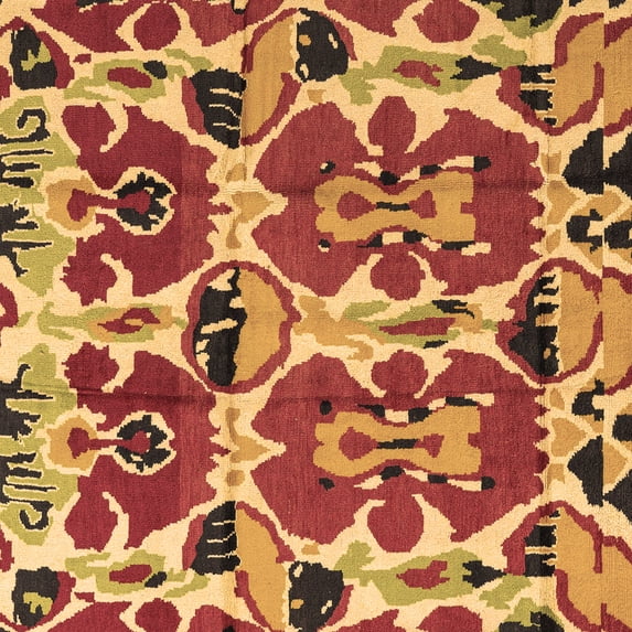 Ahgly Company Machine Washable Indoor Square Abstract Brown Modern Area Rugs, 5' Square