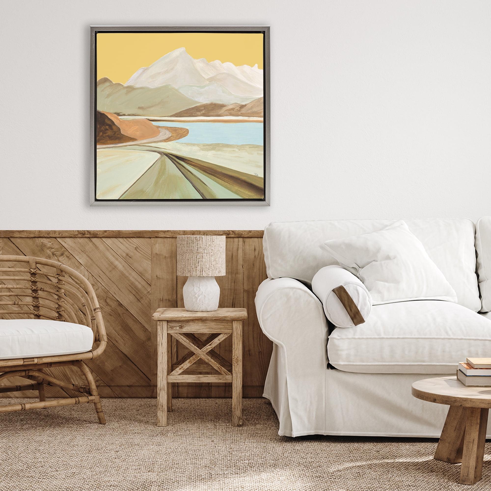 Stupell Industries Retorno Mountain Sunrise Gray Framed Floater Canvas Wall Art, design by Patricia Pinto