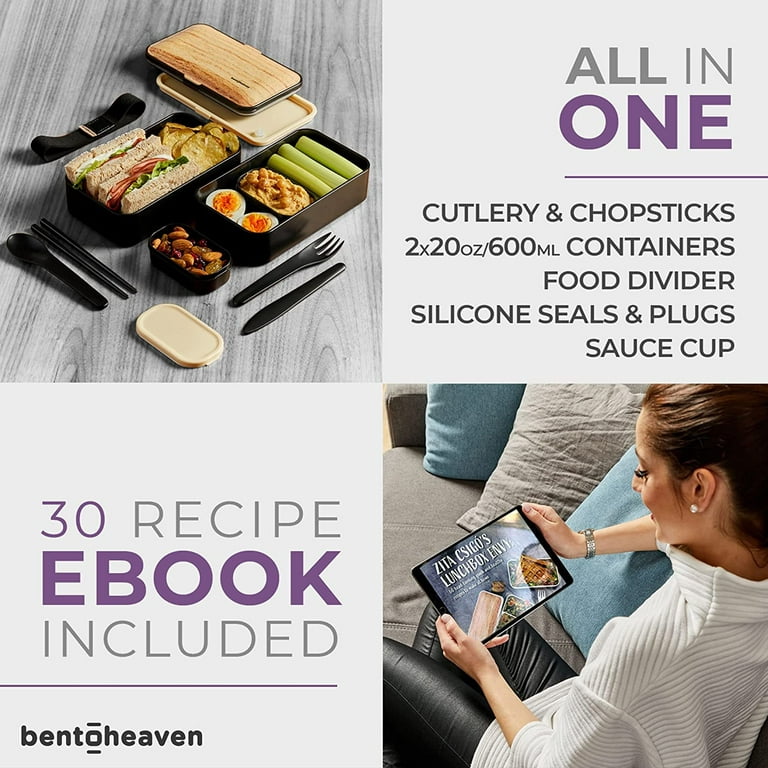 Bentoheaven Premium Bento Box Adult Lunch Box with 2 Compartments