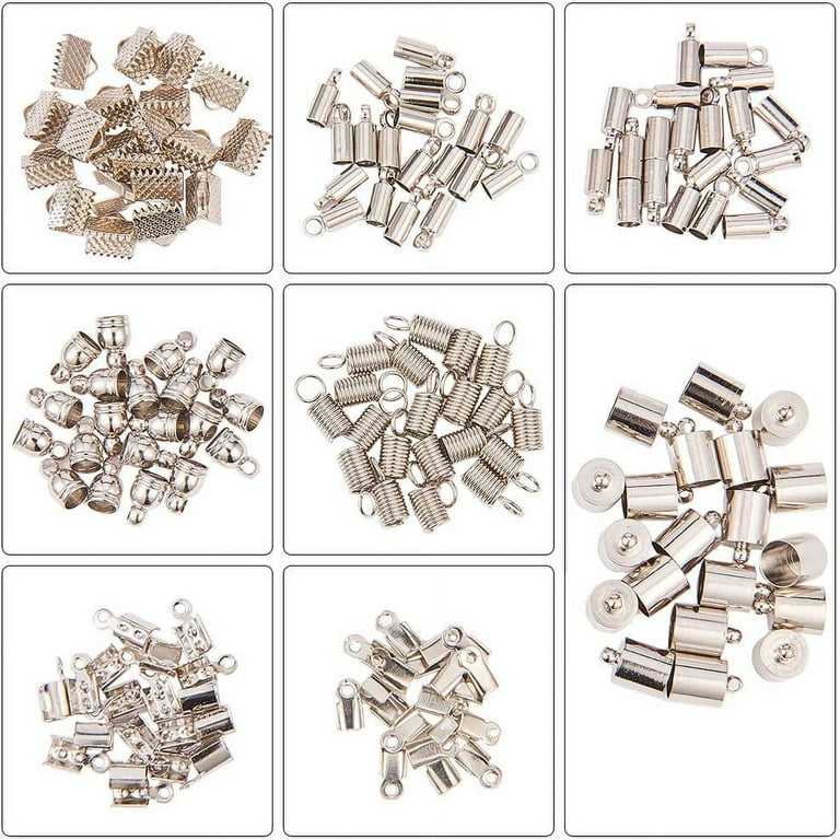 1000 Pieces Fold Over Cord Ends Cord Crimp End Tips Fold-Over End Caps  Leather Ribbon Ending Clasp Tips Jewelry Connector for Jewelry Making, 3.5  x 9