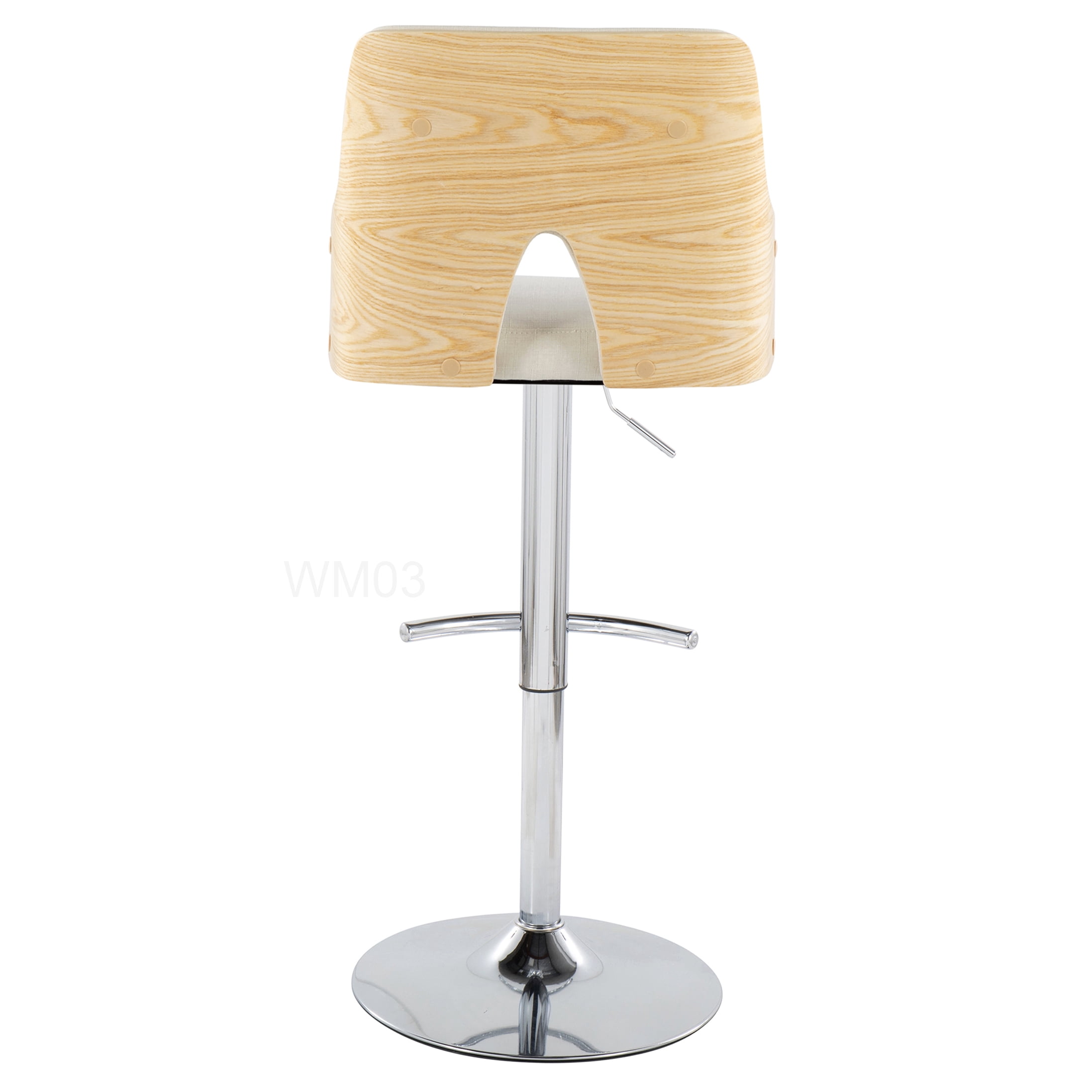 Modern Adjustable Swivel Bar Stools Set of 2 with Fabric Seat & Wood Back