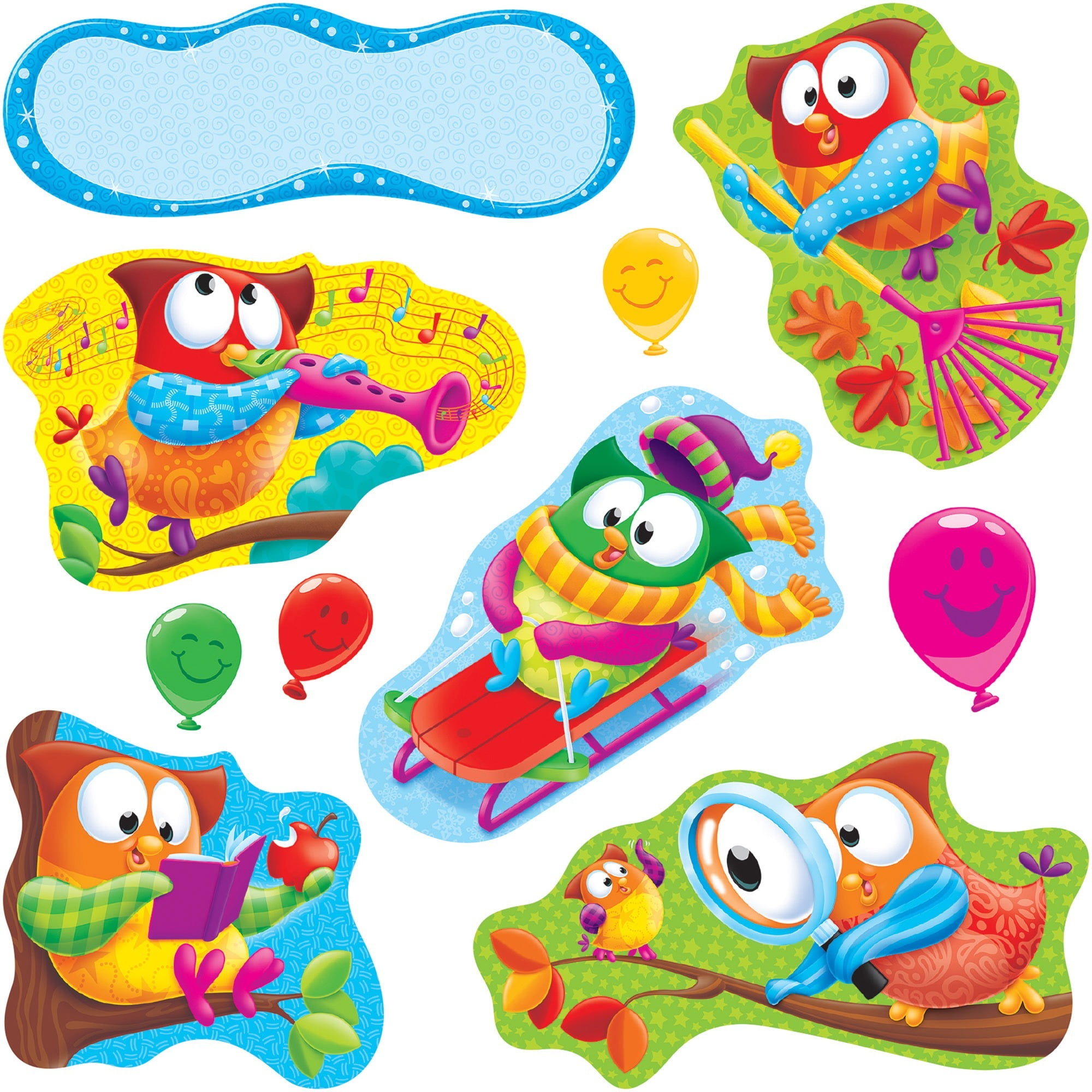 trend owl stars bulletin board set multicolor 17 set quantity