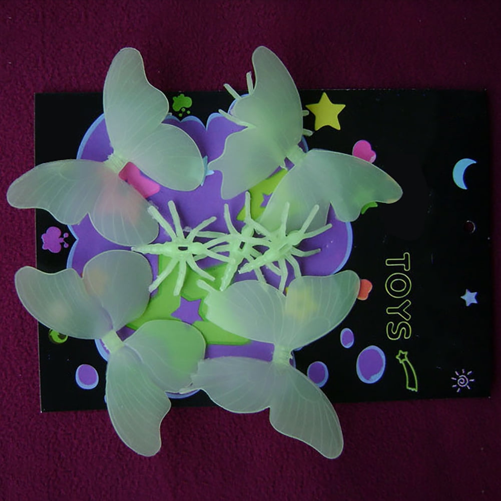 XWQ 4Pcs Glow in Dark Butterfly Luminous Wall Sticker Fluorescent Kids Room Decor