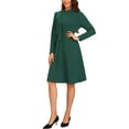 thumbnail image 4 of INSPIRE CHIC Tie Neck Dress for Women's Mock Neck Long Sleeve A-Line Midi Dresses, 4 of 6