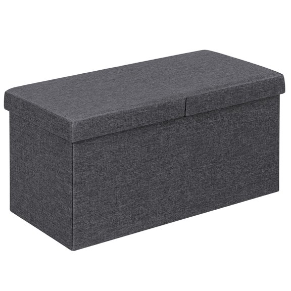 Costway 30'' Folding Storage Ottoman W/Lift Top Bed End Bench 80L Storage Space Dark Grey
