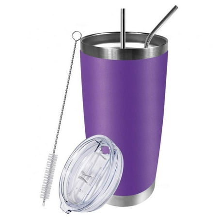 

20 oz Stainless Steel Tumbler/Mug/Cups Double Wall Vacuum Insulated Water Mug with Lid/straw Cold&Hot Drinks Coffee Mug/Travel Cup/Car Using/Office Cups/Gift Choice(Purple)