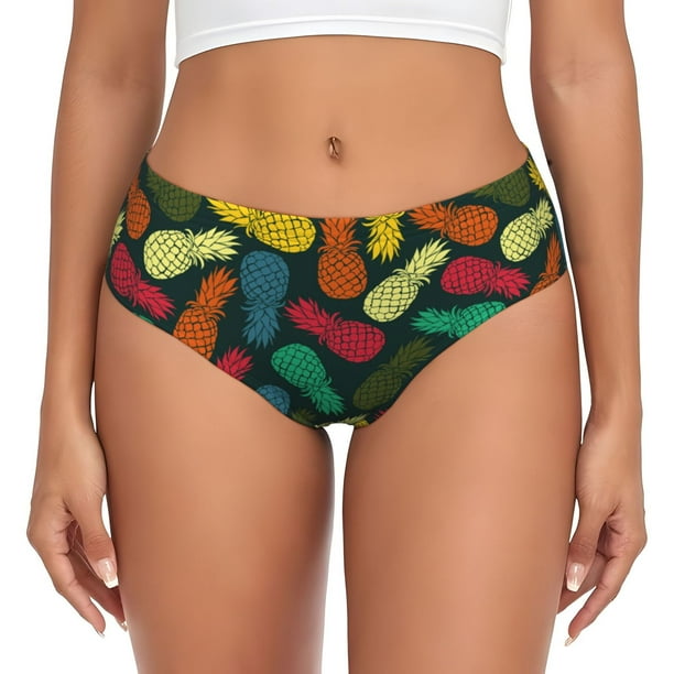 Fotbe Pineapple Fruit Colorful Calzones Estampados para Mujer – Ropa Interior de Algodón, Cómoda, Suave y Elástica-Medium