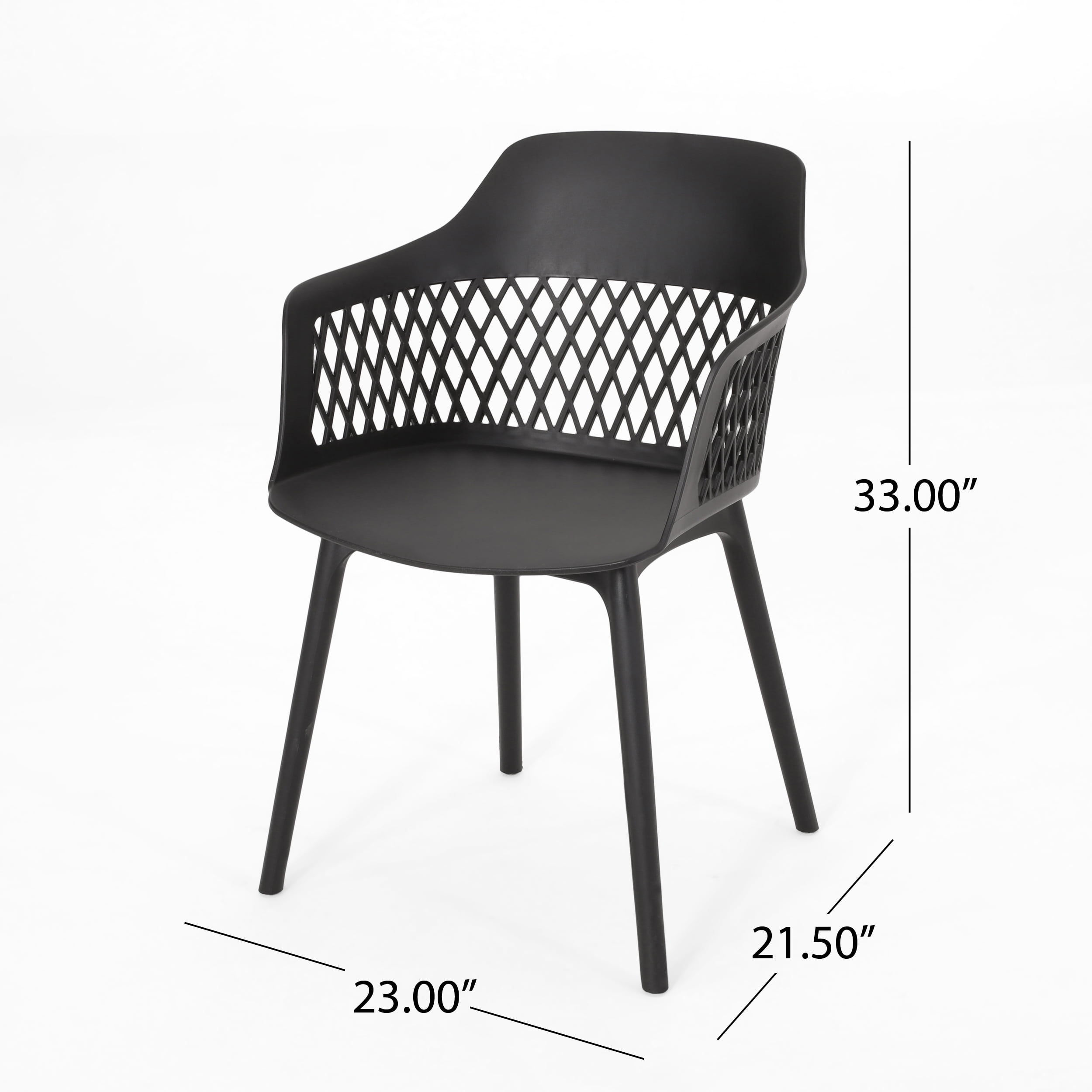 Outdoor Leisure Chair Set of 2, Mixed Plastic Material Household Seats for Patio Garden, Black