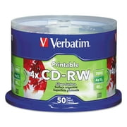 700 MB/80 min. Printable Spindle 4X CD-RW Discs - Silver (50/Pack)