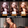 thumbnail image 4 of Luz para selfies con clip, 78 cuentas LED, luz de vídeo LED de 9 colores regulable 2600-6000K con batería de 3000 mAh, CRI 95+, 3 modos de luz, 4 of 5