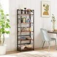 thumbnail image 5 of VECELO 2-Piece Bookshelf, Industrial Metal Freestanding 5-Shelf Folding Bookcase for Living Room, Bedroom, Kitchen, Office, No Assembly, Brown, 5 of 7