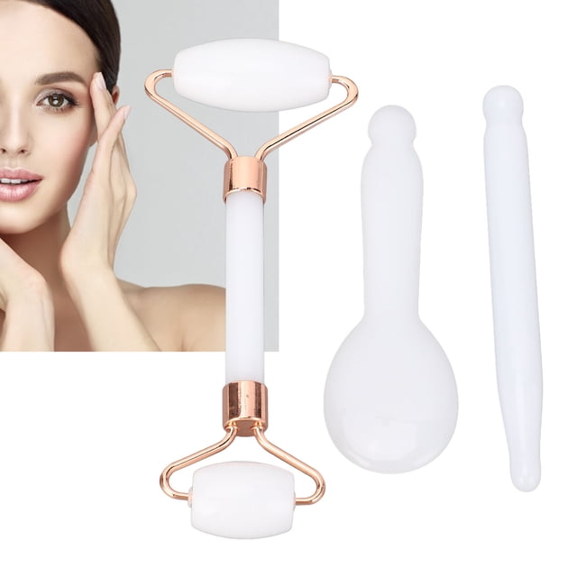 Ensemble de Rouleaux de Jadestone, Réduit les Rides Kit d'Outils de Rouleau de Jadestone Utilisation Confortable pour Visage Vert, Blanc