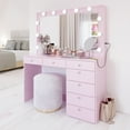 thumbnail image 5 of Boahaus GRWM Diana Pink Makeup Vanity with 7 Drawers, Mirror, Lights & Charging Station, 5 of 7