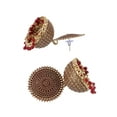 thumbnail image 3 of Crunchy Fashion Bollywood Jewellery Traditional Ethnic Bridal Bride Wedding Bridesmaid Gold-Plated Red Round Shape Jhumka Earrings, 3 of 4
