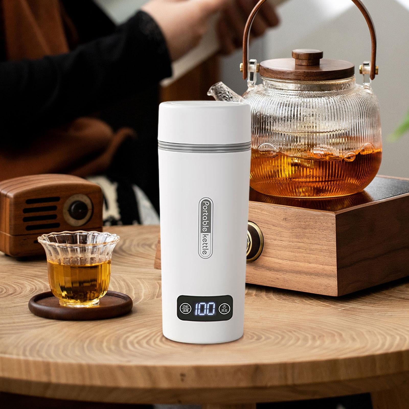350ml Portable Kettle Electric Tea Kettle Insulated Smart Teapot Coffee Kettle Small Water Boiler for Parties Household Trips white