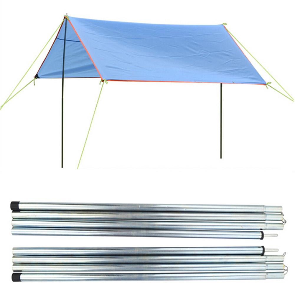 Tent Rods Tent Support Poles Rods Set Adjustable 2m Collapsible Lightweight Kit for Camping Tarp Outdoor Awnings Shelters Silver 8 Knots 2pcs 