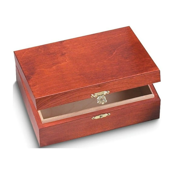 Handcrafted Solid Wood with Maple Finish Large Keepsake Box with Hasp QGM16160