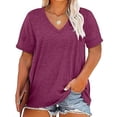 thumbnail image 2 of RQYYD Women's Plus Size V Neck T Shirts Short Sleeve Tops Casual Summer Tshirts Loose Fit Tees, 2 of 5