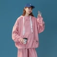 thumbnail image 2 of Suede Hooded Sweatshirt Suit For Women, Unisex Workwear Sweatshirt Suit For Men Pink Xl, 2 of 6