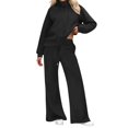 thumbnail image 3 of Letdown Plus Size Womens Lounge Set 2 Piece Outfits Oversized Pajama Set Long Sleeve Turtleneck Sweatshirt and Wide Leg Joggers with Pockets (Black,L), 3 of 6