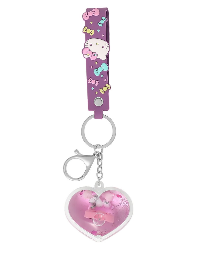 Sanrio Girl's Hello Kitty Heart Glitter Liquid Keychain Charm