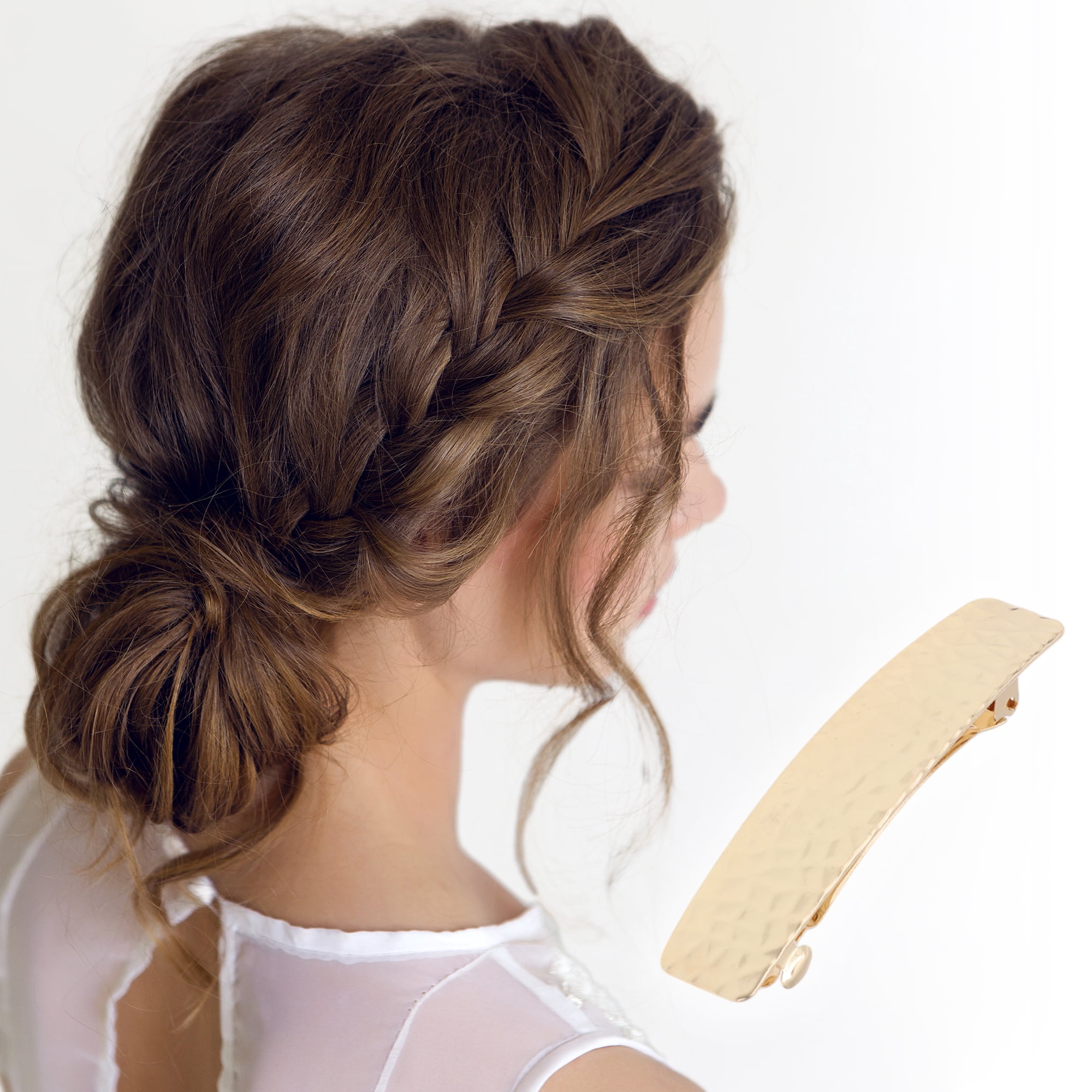Unique Bargains Fashion Rectangle Hair Clips for Home Use in Gold Tone