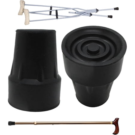 2-Pack Black Rubber Cane Tips – 7/8 Inch Heavy-Duty Non-Slip Replacement Tips for Walking Canes, Crutches, Walkers, and Walking Sticks