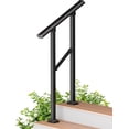 thumbnail image 1 of Handrails for Outdoor Steps, 2 Step HandRail Fit 1 to 2 Steps Outdoor Stair Railing, Metal Porch Railing, Deck Handrail, Black Wrought Iron with Installation Kit for Concrete Steps, 1 of 10