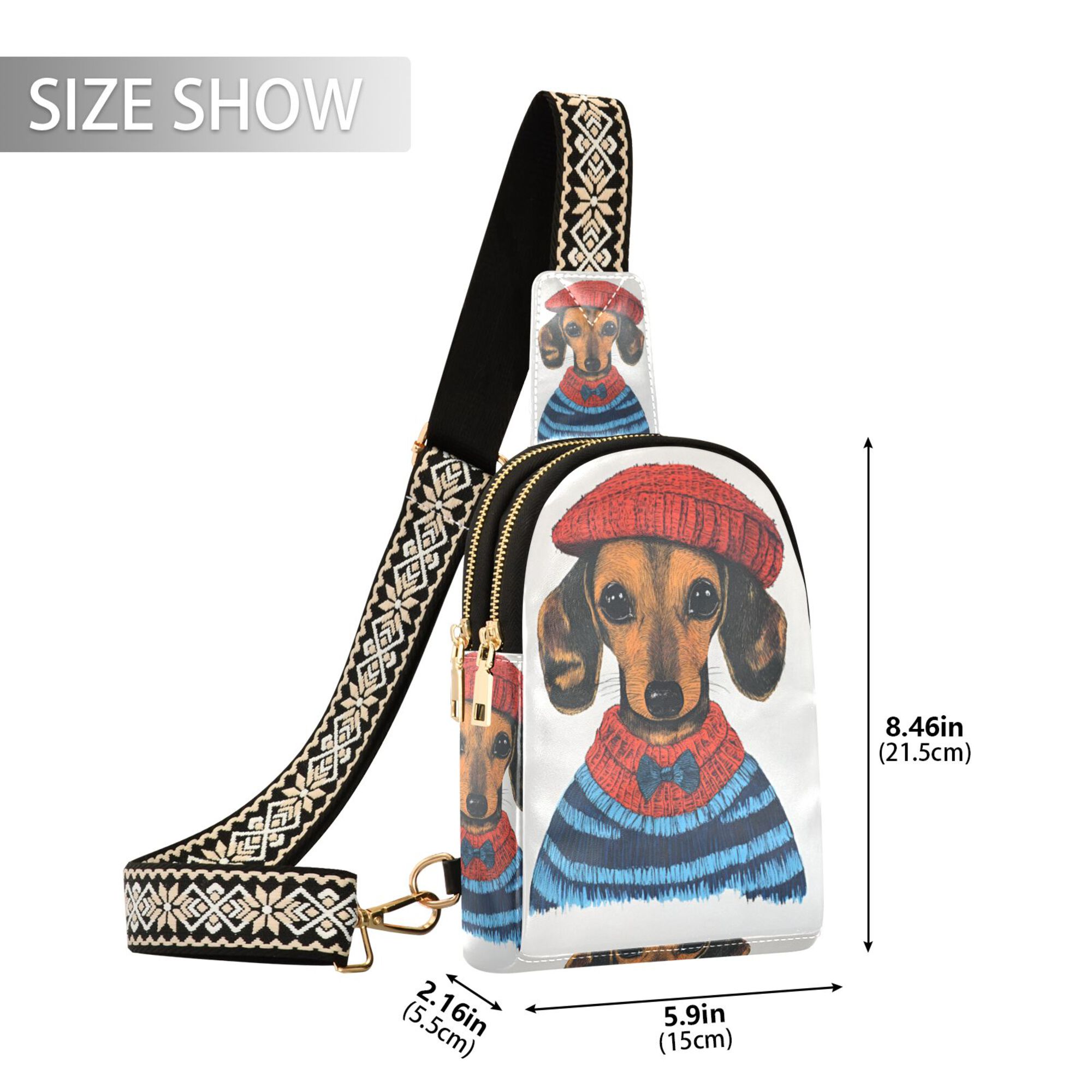 FORMRS Womens Crossbody Sling Bag Travel Daypack Shoulder Chest Backpack, Cute Dog Artist