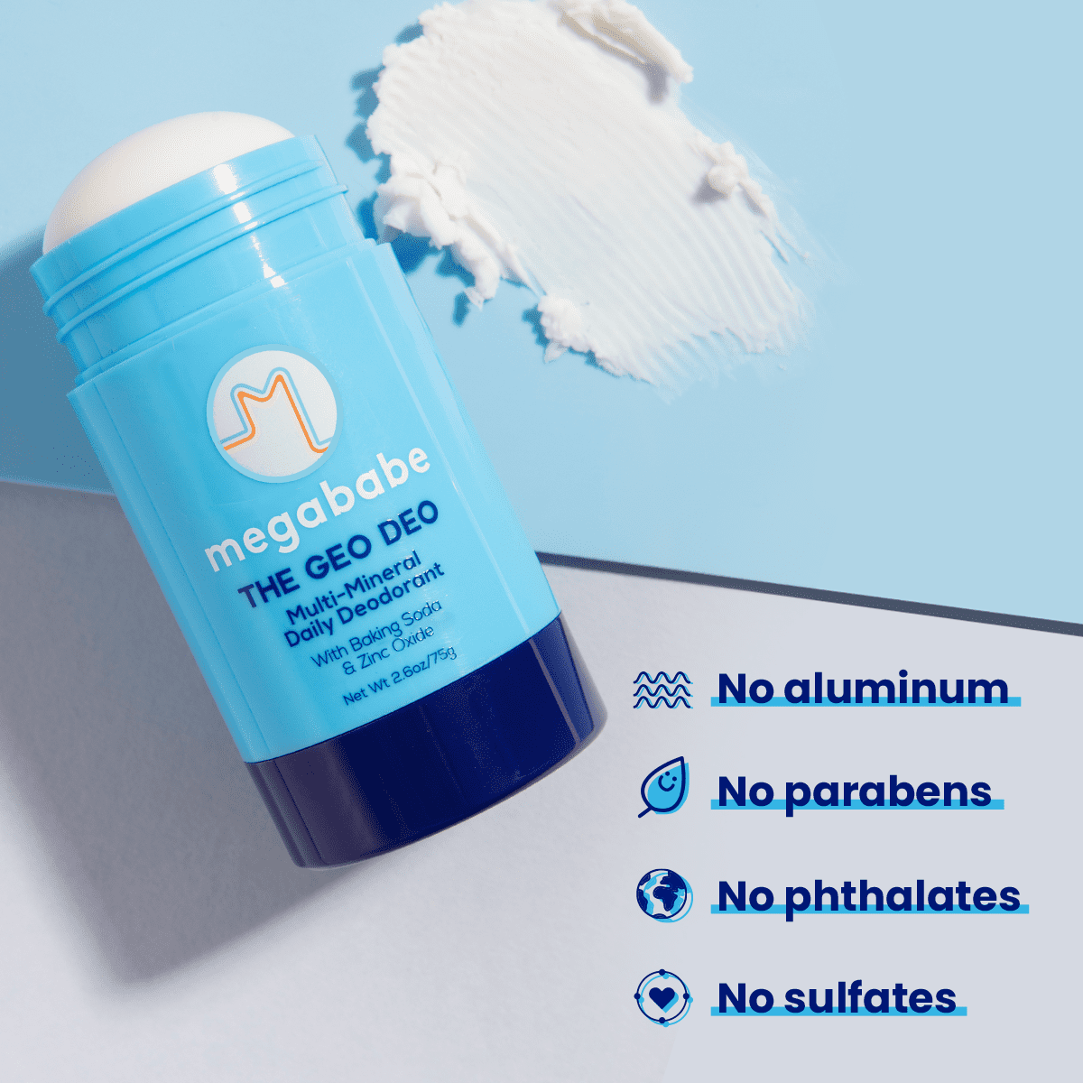 Megababe Geo Deo Daily Deodorant Stick, Multi-Minerals, Aluminum-Free, 2.6 oz