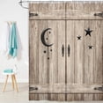 thumbnail image 3 of Country Barn Door Shower Curtain, Rustic Wooden Wood Islam Crescent Moon and Star Shower Curtain Set, Modern Farmhouse Bathroon Shower Curtain, Fabric Shower Curtain, Hooks Included,, 3 of 6