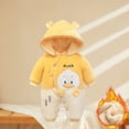 thumbnail image 2 of Baby Boys Romper Jumpsuit Warm Hooded Winter Clothes Light Yellow Size 0-1 Months, 2 of 3