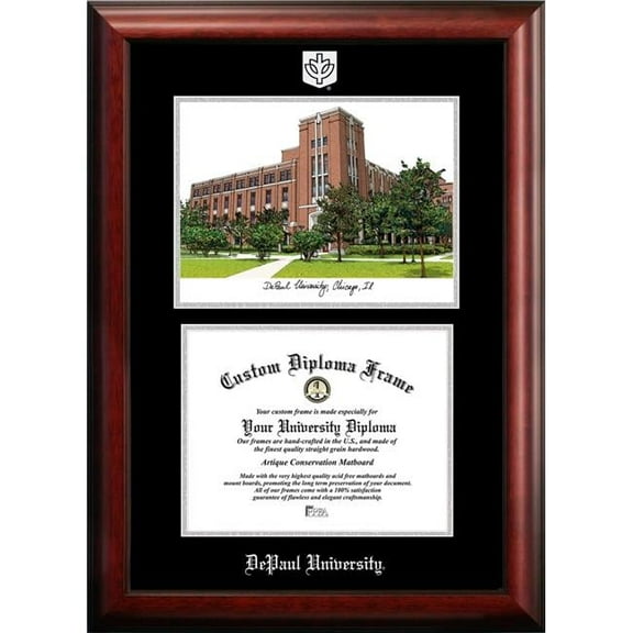 Campus Images IL974LSED-1185 11 x 8.5 in. DePaul University Silver Embossed Diploma Frame with Lithograph