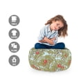 thumbnail image 2 of Floral Storage Toy Bag Chair, Rococo Style Inspired Depiction of Flowers Leaves and Berries on Branches, Stuffed Animal Organizer Washable Bag, Small Size, Pale Blue Multicolor, by Ambesonne, 2 of 3
