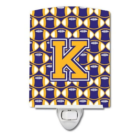 

Letter K Football Purple & Gold Ceramic Night Light
