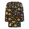 thumbnail image 5 of Camiseta de mujer con estampado de Halloween, botones, manga 3/4, estilo diario, fin de semana, moda básica, escote en V, top regular, 5 of 5