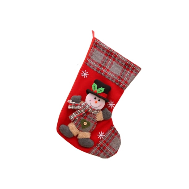 Bolsa de regalo, calcetín de Navidad, soporte para dulces, suministros para vacaciones, adornos para contenedores de galletas, accesorios Kits de decoración para fiestas patrón de muñeco de nieve Bearachild HA069645-02
