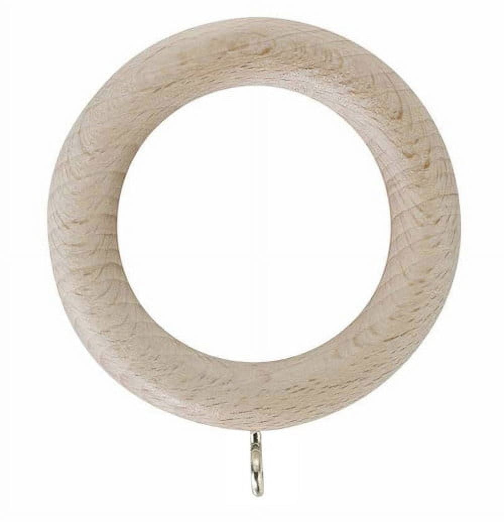 Wood Curtain Rings with Clips in Black Varnished Finish (Set of 12, 2.25 inch)