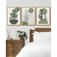 thumbnail image 5 of SHENIFY Green Boho Wall Art Prints Framed Wood Sage Wall Decor Mid Century Modern Abstract Geometric Artwork Natural Canvas Prints for Living Room Bedroom - 12x16in3pcs Neutral Framed, 5 of 6